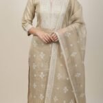 Beige Tissue Silk Suit