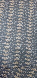 Blue Denim Cotton Work Fabric with White Floral Embroidery Soft Designer Dress Material - Image 3