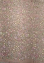 Premium Peach Georgette Embroidery Work Fabric with Floral Thread Detailing for Designer Ethnic Wear - Image 3