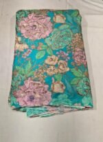 Teal Green Maslin Silk Gota Patti Work Fabric