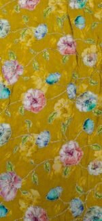 Mustard Yellow Chiffon Moti Work Fabric
