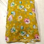 Mustard Yellow Chiffon Moti Work Fabric