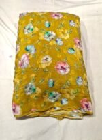 Mustard Yellow Chiffon Moti Work Fabric