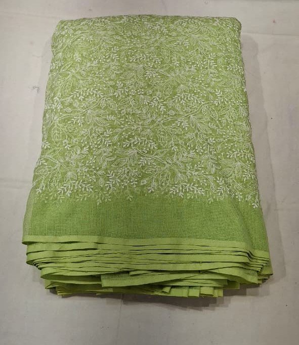 Green Cotton Kota Work Fabric