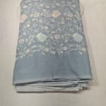 Mul Cotton Embroidery Fabric with Leaf Design Soft Lightweight Dress Material