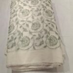 Mul Cotton Embroidery Fabric with Leaf Design Soft Lightweight Dress Material