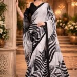 Italian Crepe Printed Saree with Blouse Piece