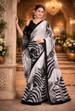 Italian Crepe Printed Saree with Blouse Piece