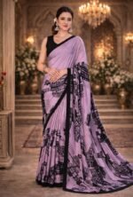 Italian Crepe Printed Saree with Blouse Piece - Image 2