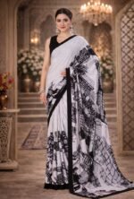 Italian Crepe Printed Saree with Blouse Piece