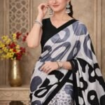 Italian Crepe Printed Saree with Blouse Piece