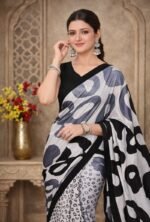 Italian Crepe Printed Saree with Blouse Piece