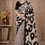 Italian Crepe Printed Saree with Blouse Piece