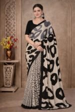 Italian Crepe Printed Saree with Blouse Piece