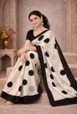 Italian Crepe Printed Saree with Blouse Piece