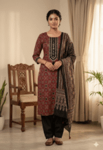 Mushroom Silk Unstitched Suit Set with Dupatta