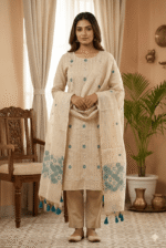 Jamdani Cotton 3 Piece Unstitched Suit Set