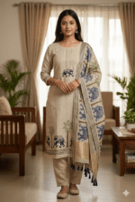 Jamdani Cotton 3 Piece Unstitched Suit Set