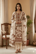 Chanderi Cotton 3 Piece Unstitched Suit Set
