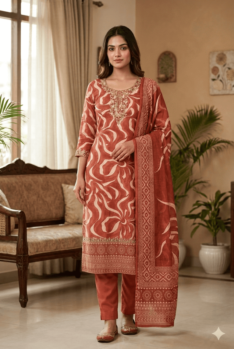 Linen Cotton 3 Piece Suit Set.