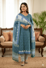 Stylish Pure Cotton 3 Piece Unstitched Suit Set with Chiffon Dupatta