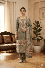 Elegant Chanderi Cotton 3 Piece Unstitched Suit