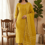 Premium Pure Cotton Suit with Dupatta and Cotton Bottom - 3 Piece Unstitched Set