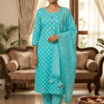 Premium Pure Cotton Suit with Dupatta and Cotton Bottom - 3 Piece Unstitched Set