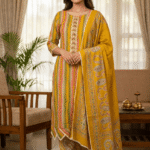 Premium Pure Cotton Suit with Dupatta and Cotton Bottom - 3 Piece Unstitched Set