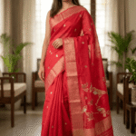 Premium Leeba Cotton Saree with Floral Print & Tassel Pallu