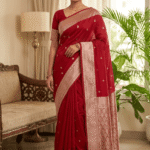 Premium Leeba Cotton Saree with Floral Print & Tassel Pallu