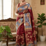 Premium Leeba Cotton Saree with Floral Print & Tassel Pallu