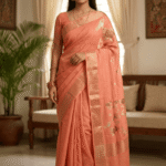 Premium Leeba Cotton Saree with Floral Print & Tassel Pallu