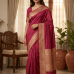 Premium Leeba Cotton Saree with Floral Print & Tassel Pallu