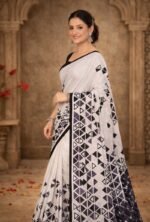 Italian Crepe Printed Saree with Blouse Piece - Image 2