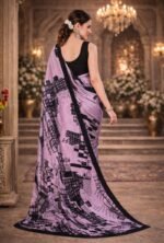 Italian Crepe Printed Saree with Blouse Piece - Image 3