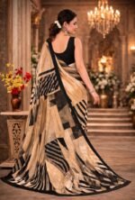 Italian Crepe Printed Saree with Blouse Piece - Image 4