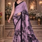 Italian Crepe Printed Saree with Blouse Piece