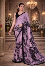 Italian Crepe Printed Saree with Blouse Piece