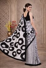 Italian Crepe Printed Saree with Blouse Piece - Image 4