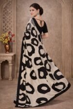 Italian Crepe Printed Saree with Blouse Piece - Image 4