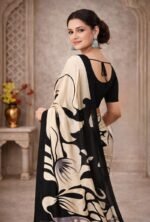 Italian Crepe Printed Saree with Blouse Piece - Image 2