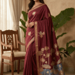 Premium Leeba Cotton Saree with Floral Print & Tassel Pallu