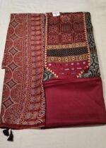 Mushroom Silk Unstitched Suit Set with Dupatta - Image 4