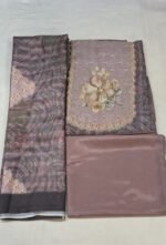 Chanderi Cotton 3 Piece Unstitched Suit Set - Image 4