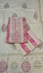 Stylish Pure Cotton 3 Piece Unstitched Suit Set with Cut Work Dupatta - Image 2