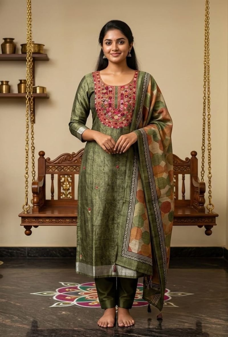 Untitled design (13) Tassar Cotton Suit with Tassar Cotton Dupatta and Tapeta Bottom - Image 1