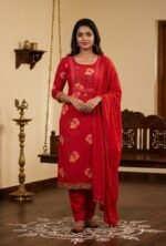 Pure All Cotton Suit Set with Printed Cotton Dupatta and Cotton Bottom Elegant Embroidered Unstitched Dress Material