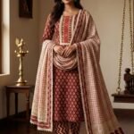 Pure All Cotton Suit Set with Printed Cotton Dupatta and Cotton Bottom Elegant Embroidered Unstitched Dress Material