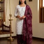 Kutch Bandhej Suit Set with Bandhej Dupatta and Bandhej Bottom Traditional Ethnic Unstitched Dress Material